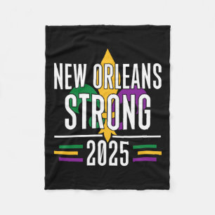 New Orleans Strong 2025 Unity Fleur De Lis Mardi G Fleece Blanket