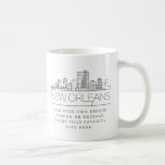 New Orleans Stylized Skyline | Custom Slogan Coffee Mug<br><div class="desc">A unique coffee mug representing the beautiful city of New Orleans, Louisiana. This mug features a stylized illustration of the city's unique skyline with its name underneath. Underneath the city name is a spot for your unique slogan or statement about your favorite city. You can utilize the customization function to...</div>
