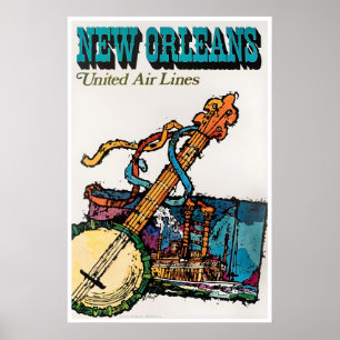 New Orleans Travel Poster United Airlines Art