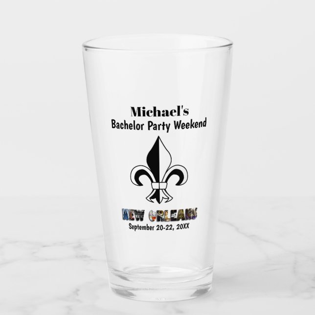 New Orleans Trip Bachelor Party Favour Beer Pint Glass (Front)