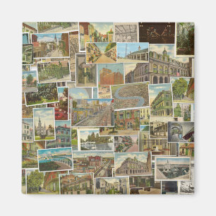 New Orleans vintage postcard collage magnet