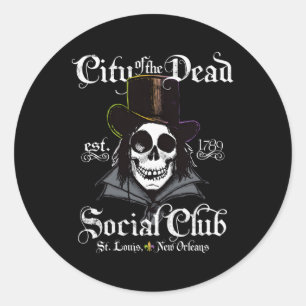 New Orleans Voodoo Doctor Goth Skull Halloween Classic Round Sticker
