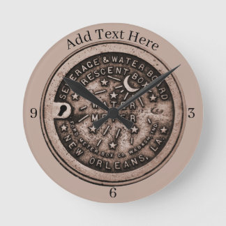 New Orleans Water Metre Clock, add text Round Clock
