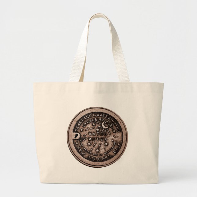 New Orleans Water Metre Cover Large Tote Bag (Front)