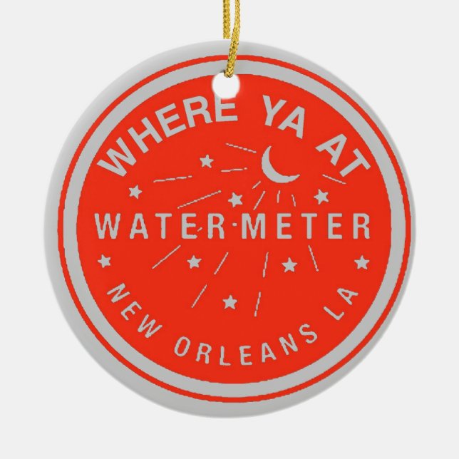 New Orleans Water Metre Cover Red Ceramic Tree Decoration (Front)
