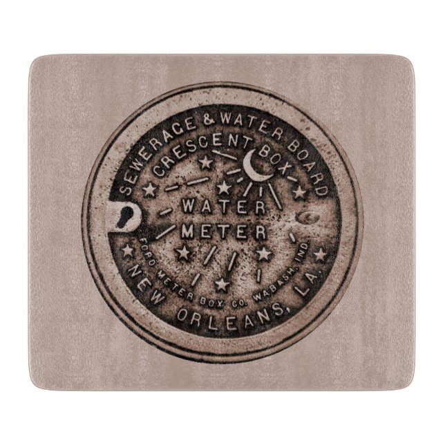 New Orleans Water Metre Lid Cutting Board (Front)