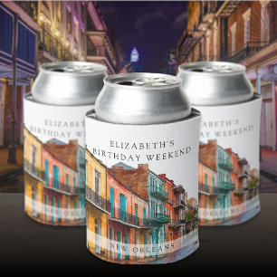 New Orleans Watercolor Birthday Weekend Can Cooler