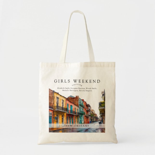 New Orleans  Watercolor Girls Weekend Tote Bag (Front)