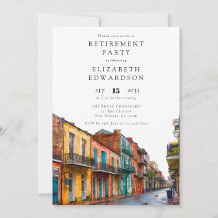 New Orleans Watercolor Retirement Party Invitation