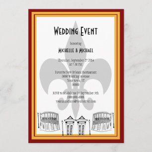 New Orleans Wedding Event Invite (maroon)