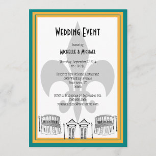 New Orleans Wedding Event Invite (teal)