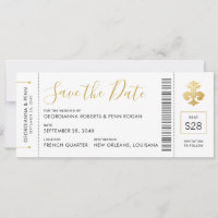 New Orleans Wedding Fleur De Lis Boarding Pass