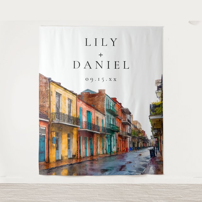 New Orleans Wedding Photo Backdrop Tapestry (Front)