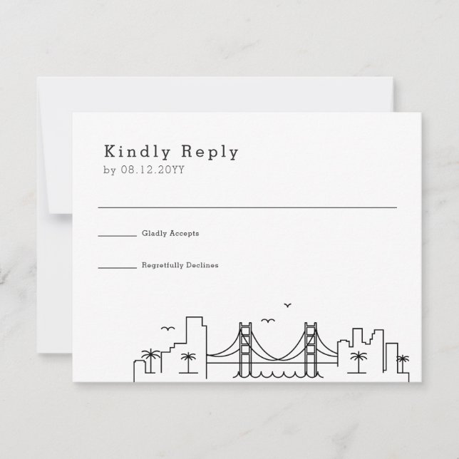 New Orleans Wedding | Stylised Skyline RSVP Card (Front)