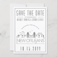 New Orleans Wedding Stylised Skyline Save the Date