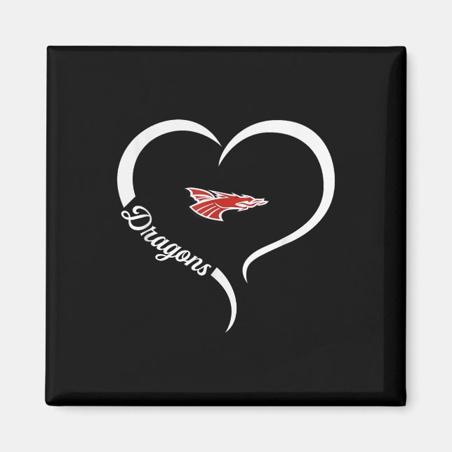 New Palestine Dragons Logo Half Heart Slogan Hs  Magnet (Front)