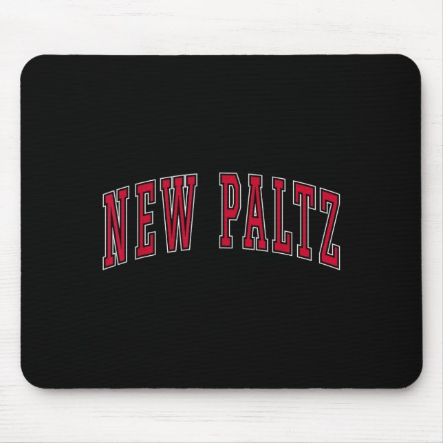 New Paltz New York Souvenir College Style Red Text Mouse Mat (Front)