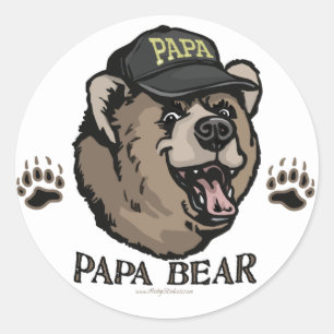 New Papa Bear Father's Day Gear Classic Round Sticker