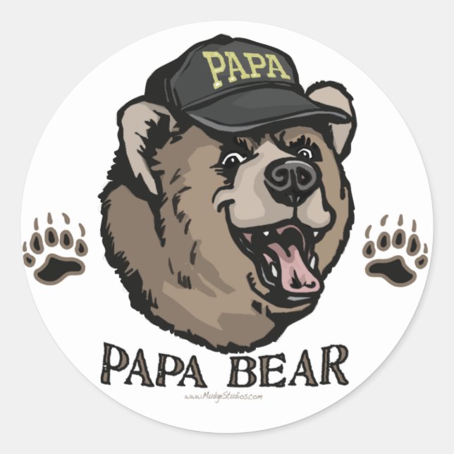 New Papa Bear Father's Day Gear Classic Round Sticker (Front)