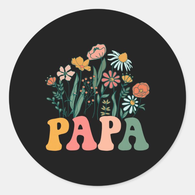 New Papa Wildflower First Birthday &amp; Baby Show Classic Round Sticker (Front)