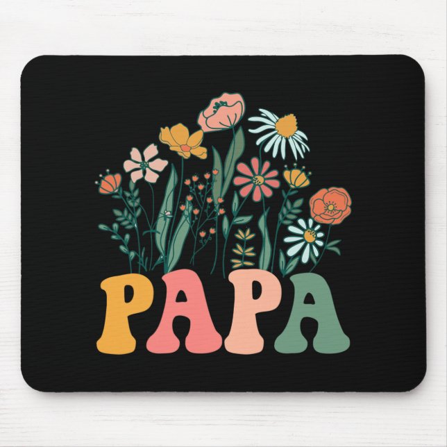 New Papa Wildflower First Birthday &amp; Baby Show Mouse Mat (Front)