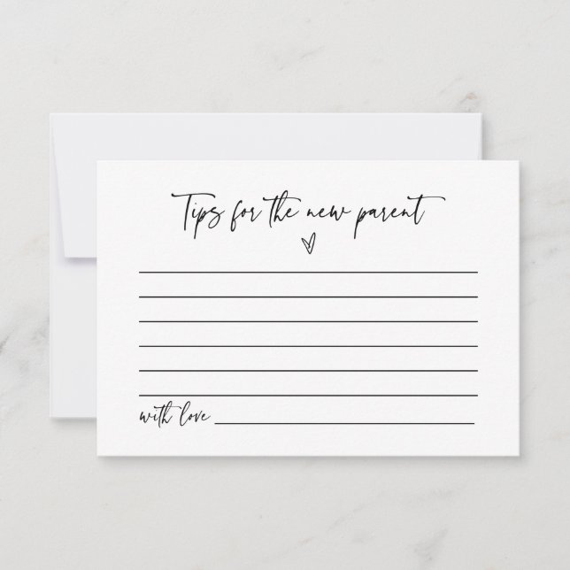 New Parent Tip Card Baby Shower Activity Game F201 (Front)