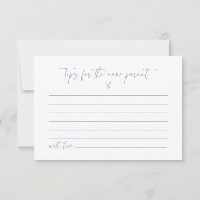 New Parent Tip Card Baby Shower Activity Game F201 (Front)