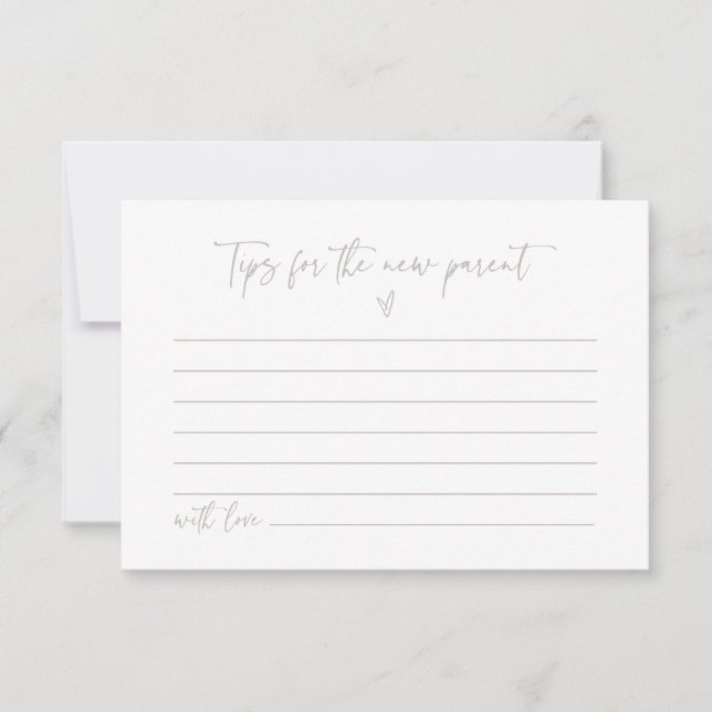 New Parent Tip Card Baby Shower Activity Game F201 (Front)