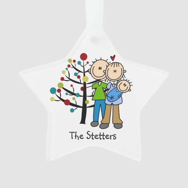 New Parents and Baby Boy Holiday Ornament (Front)