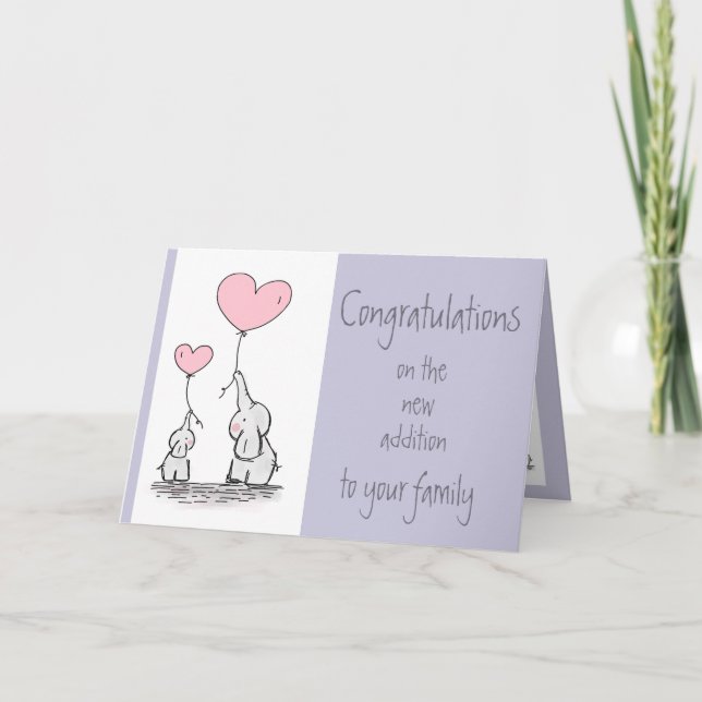 New Parents Congratulations Cute Elephants Card (Front)