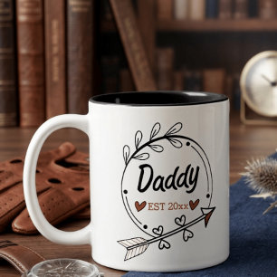 New Parents Daddy Personalised established year Two-Tone Coffee Mug