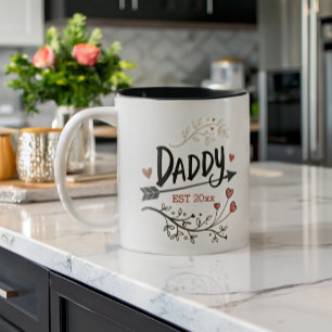 New Parents Daddy Personalized established year Two-Tone Coffee Mug