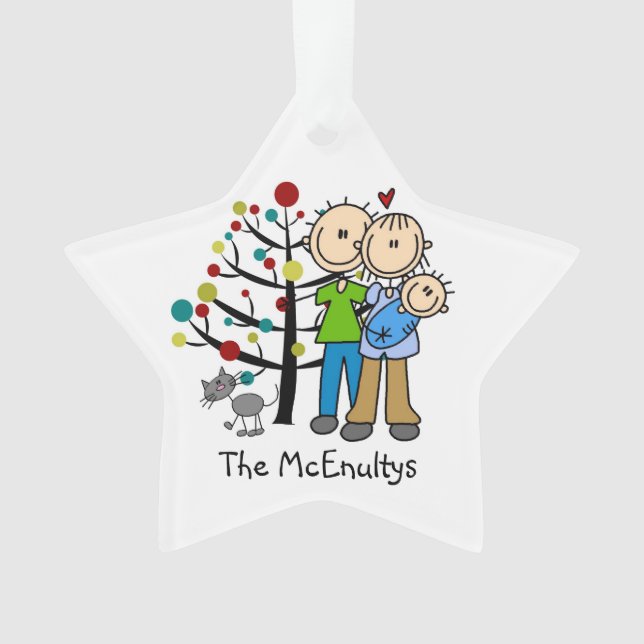 New Parents of a Baby Boy and Cat Ornament (Front)