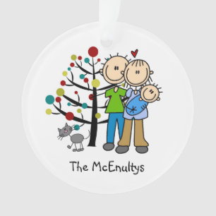New Parents of a Baby Boy and Cat Ornament