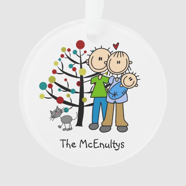 New Parents of a Baby Boy and Cat Ornament (Front)