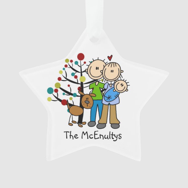 New Parents of a Baby Boy and Dog Ornament (Front)