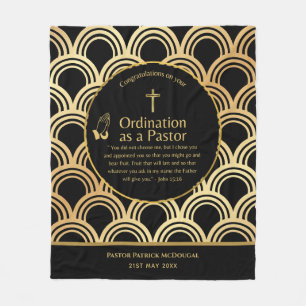 NEW PASTOR Ordination Newly Ordained Custom TEXT Fleece Blanket