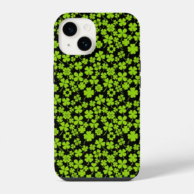 New pattern.Clover leaves 01 Black BG iPhone Case (Back)