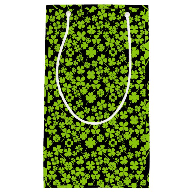 New pattern.Clover leaves 01 Black BG Small Gift Bag (Front)