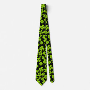 New pattern.Clover leaves 01 Black BG Tie