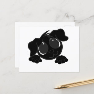 new peeking portuguese water dog postcard