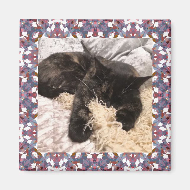 New Pet Brown Grey Christmas Square Frame Magnet (Front)