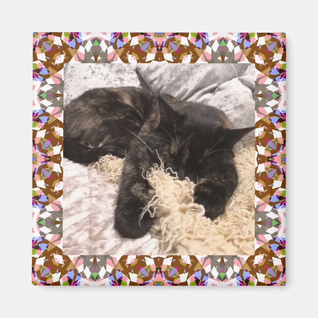 New Pet Brown Grey Christmas Square Frame Magnet (Front)