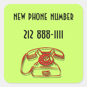 new phone number square sticker