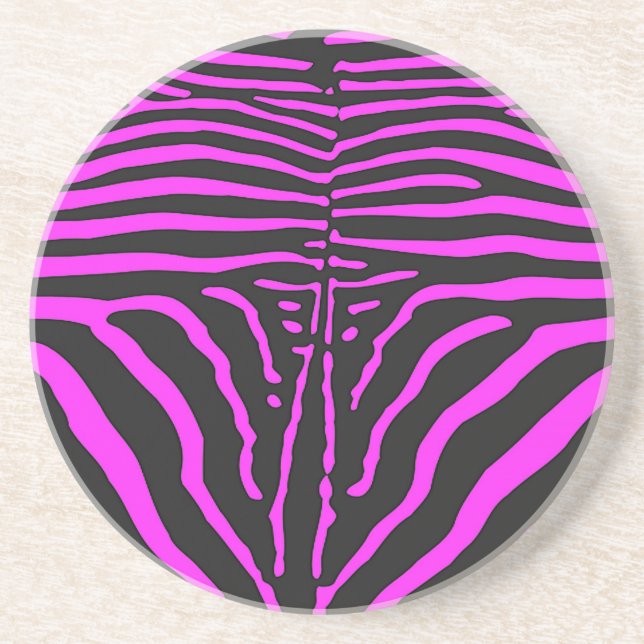 New Pink Black Zebra Print accessories - customise Coaster (Front)