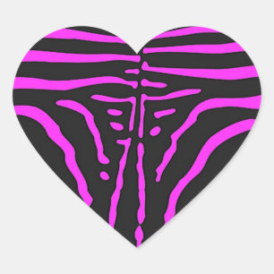 New Pink Black Zebra Print accessories - customise Heart Sticker