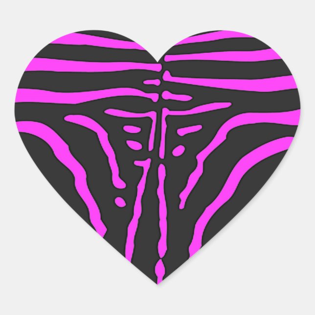 New Pink Black Zebra Print accessories - customise Heart Sticker (Front)