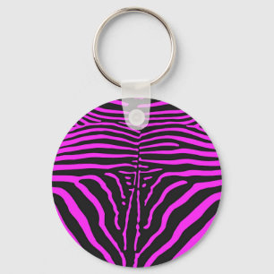 New Pink Black Zebra Print accessories - customise Key Ring