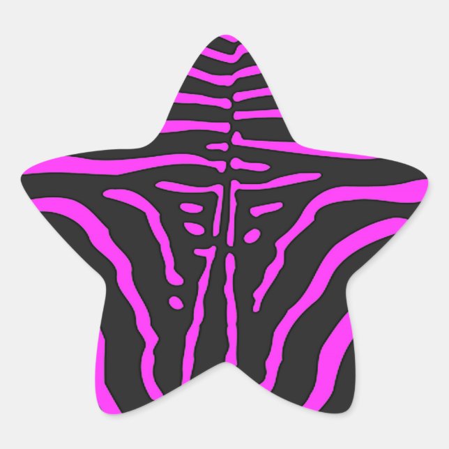 New Pink Black Zebra Print accessories - customise Star Sticker (Front)