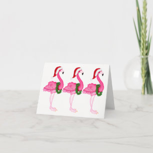 New Pink Flamingo Christmas Card